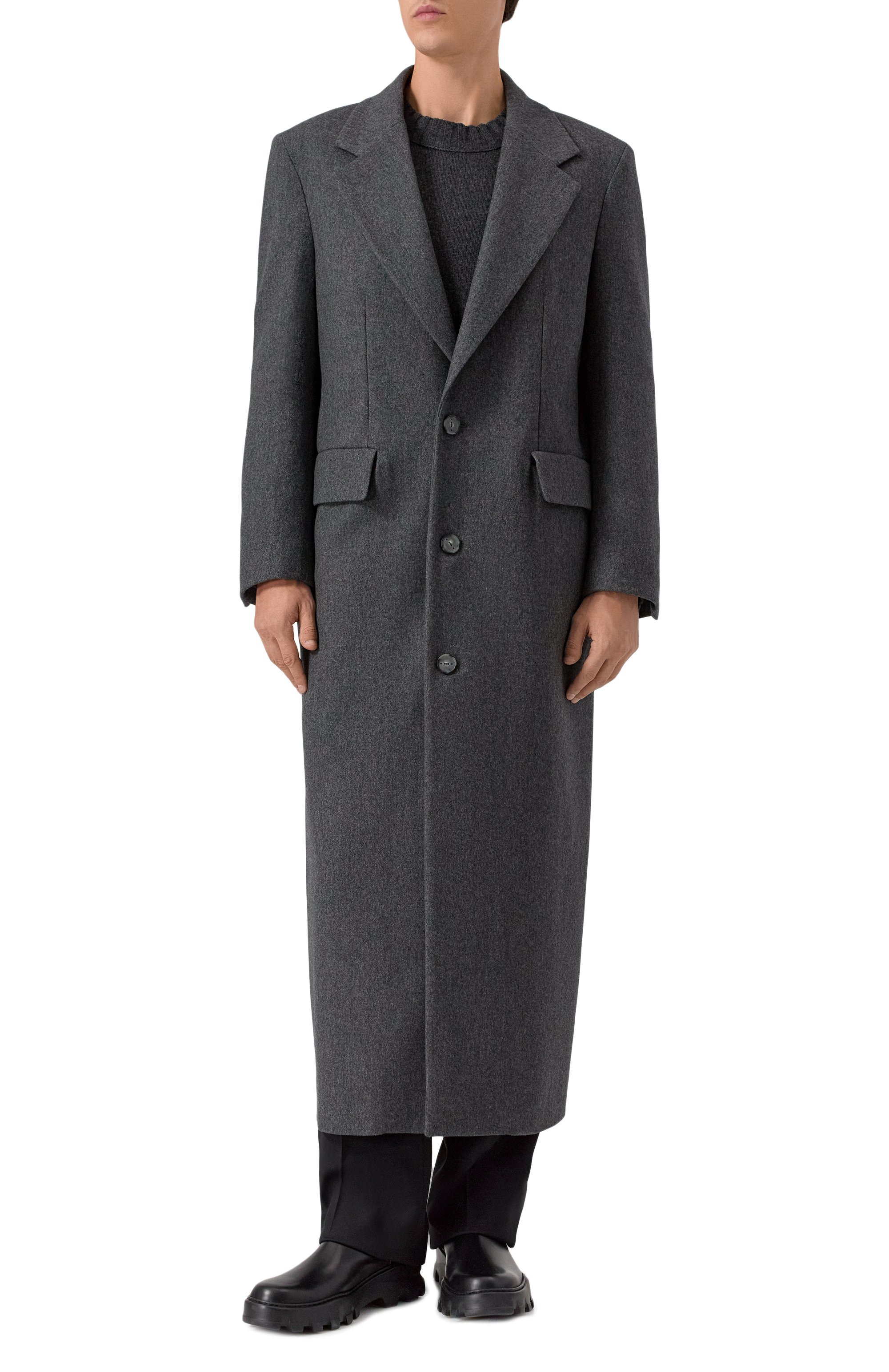 Шерстяное пальто HEVO темно-серого цвета по цене 107500 руб., арт. TRINITAP0LI L140B/I740, фото 3 Шерстяное пальто HEVO, арт. TRINITAP0LI L140B/I740, фото 3