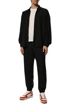 Мужские кожаные кеды PRADA красного цвета, арт. 2EE364-3LKG-F011G | Фото 2 (Стили: Классический; Материал утеплителя: Без утеплителя; Подошва: Массивная; Материал сплава: Проставлено; Драгоценные камни: Проставлено; Нос: Не проставлено; Материал внешний: Натуральная кожа; Кросс-КТ: Низкие)