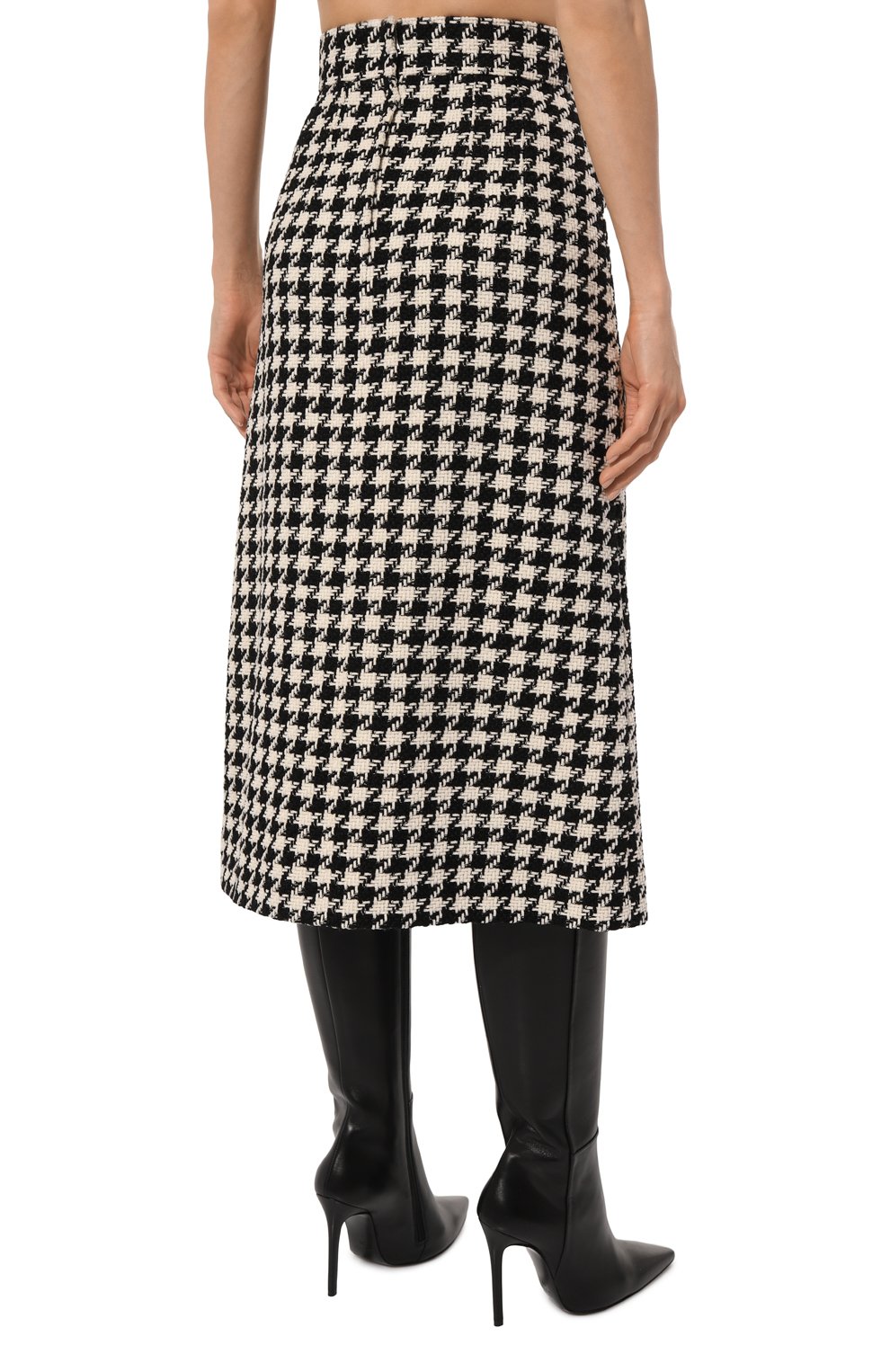 Юбка из шерсти и хлопка DOLCE & GABBANA черно-белого цвета по цене 95500 руб., арт. F4CYRT/FQ3F0, фото 4 Юбка из шерсти и хлопка DOLCE & GABBANA, арт. F4CYRT/FQ3F0, фото 4