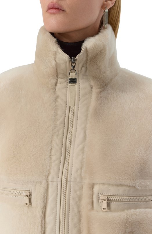Шуба из овчины Brunello Cucinelli MPMRA7775P Кремовый  MPMRA7775P Фото 5