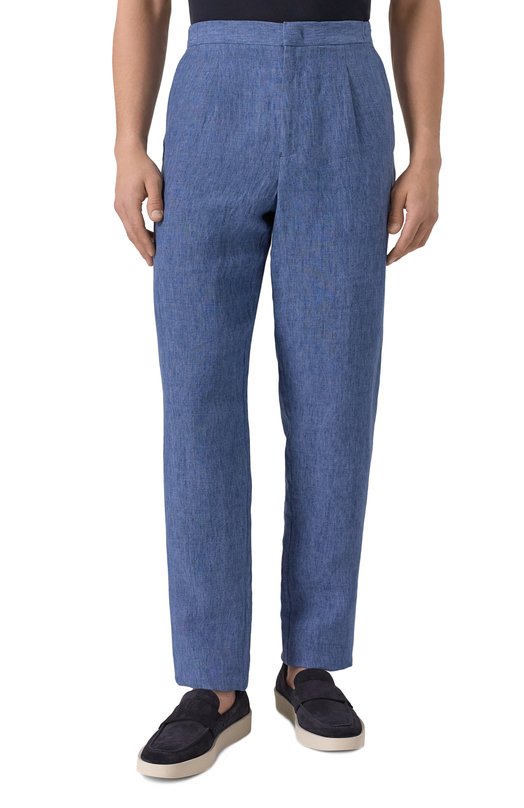 Льняные брюки Emporio Armani EM000496/TE10410 Синий  EM000496/TE10410 Фото 3