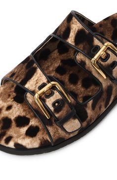 Женские комбинированные шлеп�анцы DOLCE & GABBANA леопардового цвета, арт. CQ0632/A6L97 | Фото 7 (Материал внешний: Текстиль, Натуральная кожа; Подошва: Плоская; Материал внутренний: Натуральная кожа; Размерность: Идёт в размер; Автоматизация ТО: Проставлено; Автоматизация состава: Проставлено)