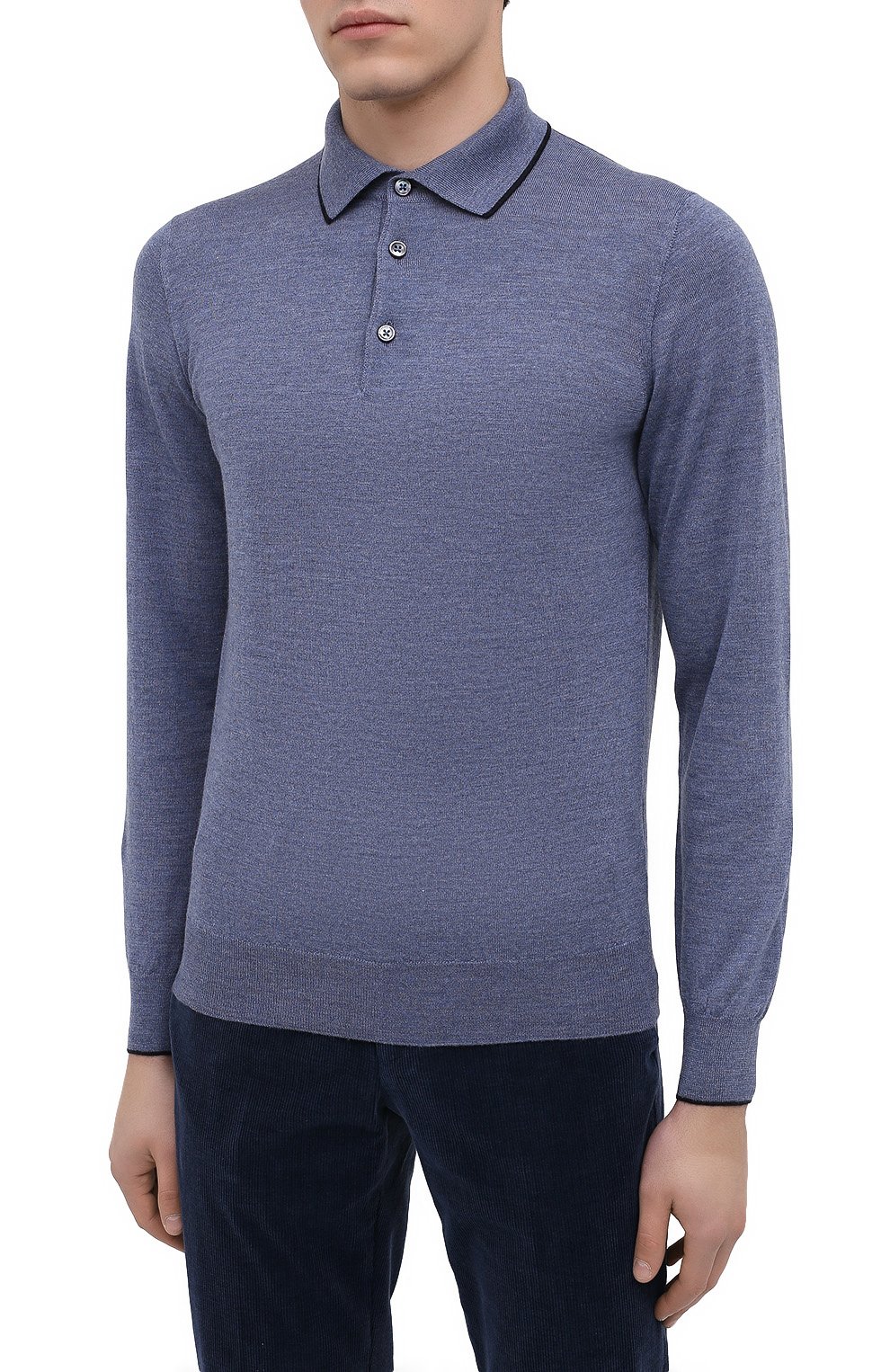 Поло из шерсти и кашемира FIORONI голубого цвета по цене 61950 руб., арт. MK00T0C1, фото 3 Поло из шерсти и кашемира FIORONI, арт. MK00T0C1, фото 3