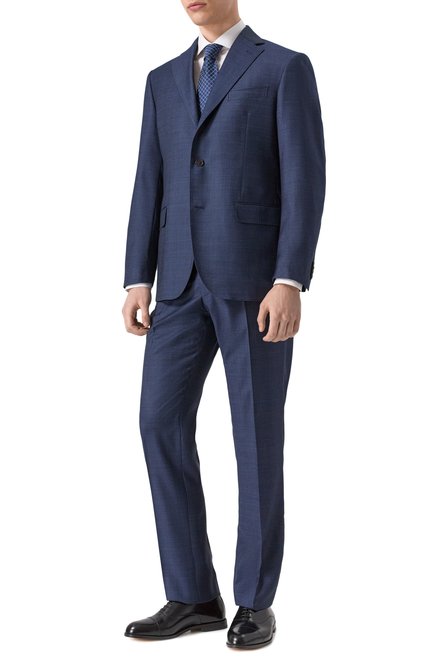 Мужской шерстяной костюм CORNELIANI темно-синего цвета, арт. 256008-2517289_SET | Фото 1 (Материал внешний: Шерсть; Драгоценные камни: Проставлено; Длина (для топов): Стандартные; Материал сплава: Проставлено; Рукава: Длинные)