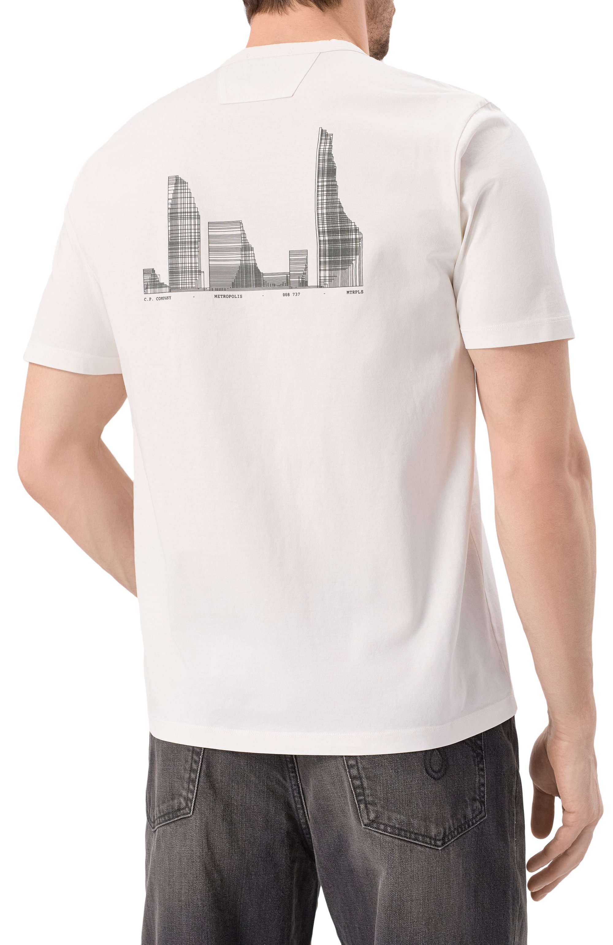 Хлопковая футболка C.P. COMPANY белого цвета по цене 18500 руб., арт. 18CLTS048A006370W, фото 4 Хлопковая футболка C.P. COMPANY, арт. 18CLTS048A006370W, фото 4