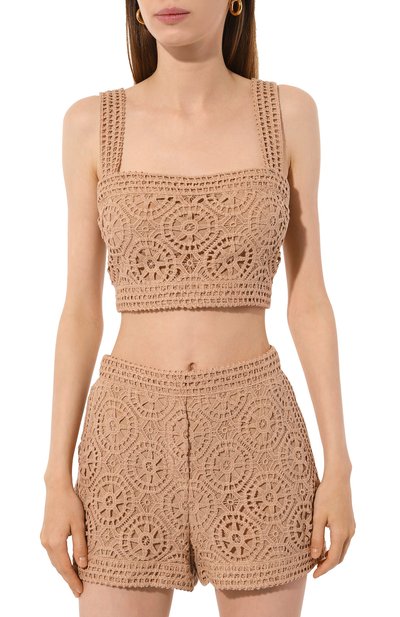 Топ из хлопка и шелка ELIE SAAB бежевого цвета по цене 99500 руб., арт. T0078N, фото 3 Топ из хлопка и шелка ELIE SAAB, арт. T0078N, фото 3