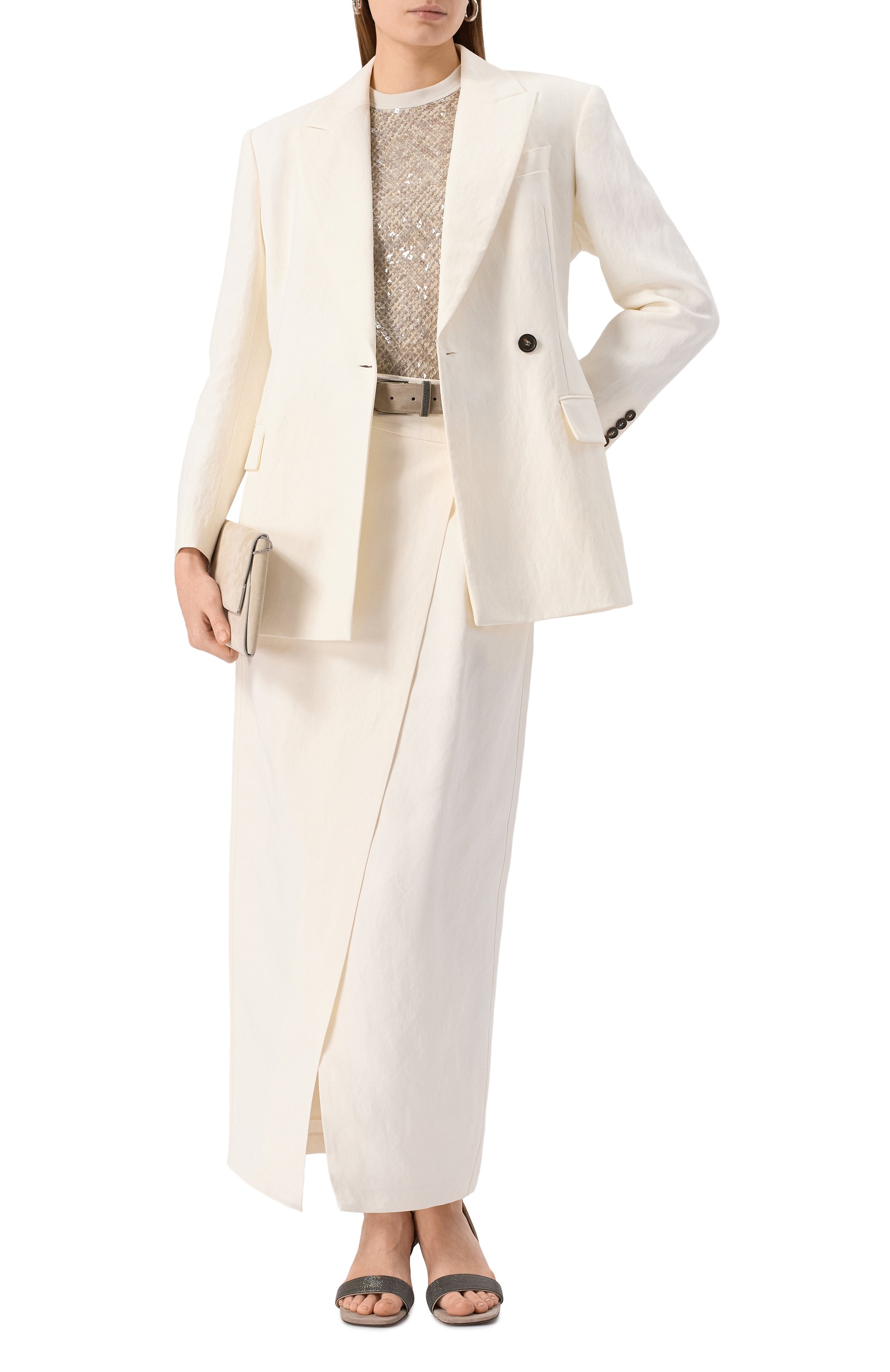 Жакет BRUNELLO CUCINELLI белого цвета по цене 527500 руб., арт. MH5407260, фото 2 Жакет BRUNELLO CUCINELLI, арт. MH5407260, фото 2