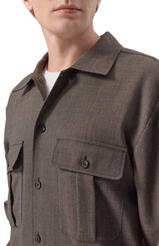 Шерстяная рубашка MM6 S62DA0064/M35636 Коричневый  S62DA0064/M35636 Фото 5