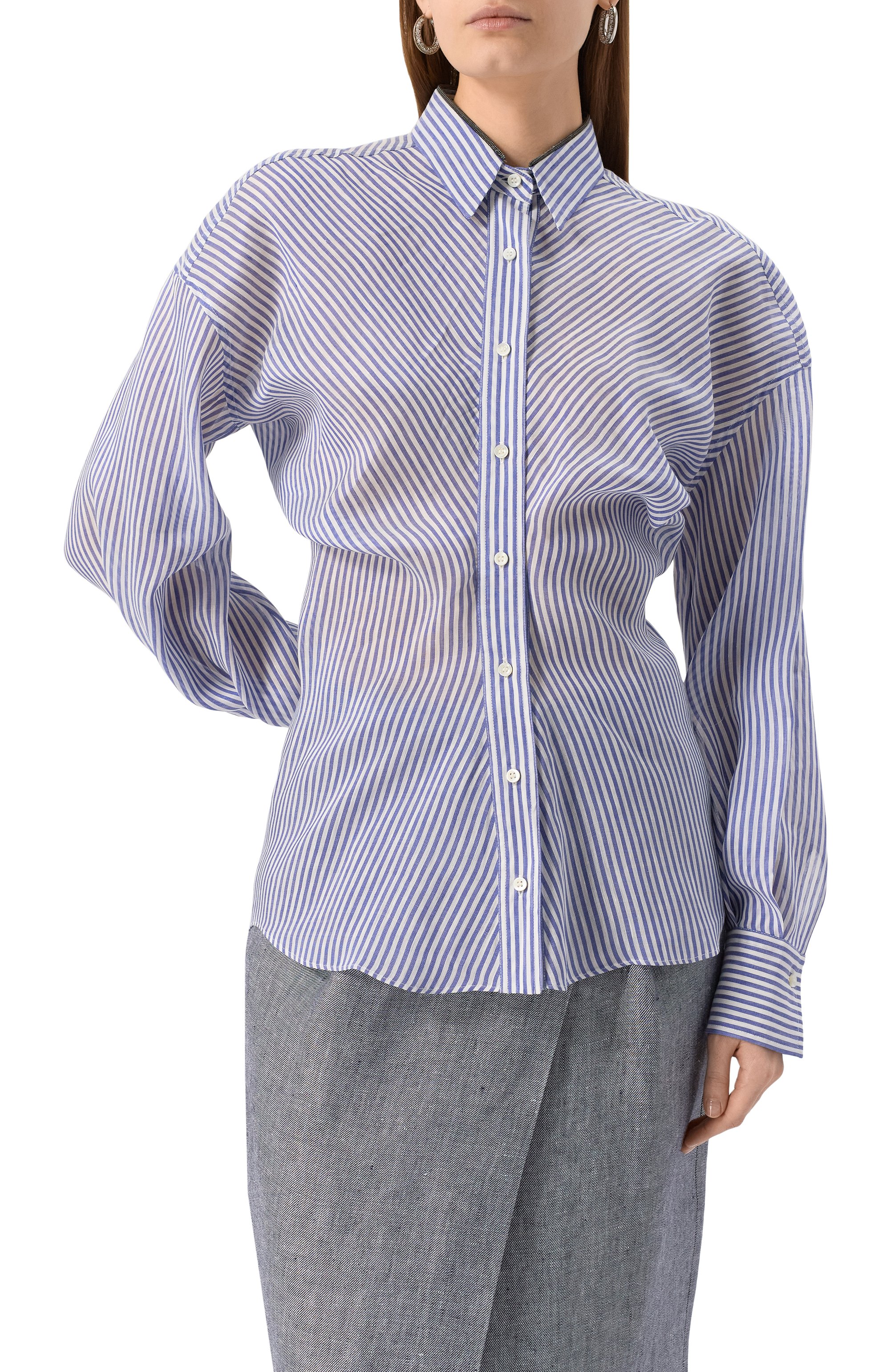 Рубашка изо льна и шелка BRUNELLO CUCINELLI, арт. MH756NL436, фото 3