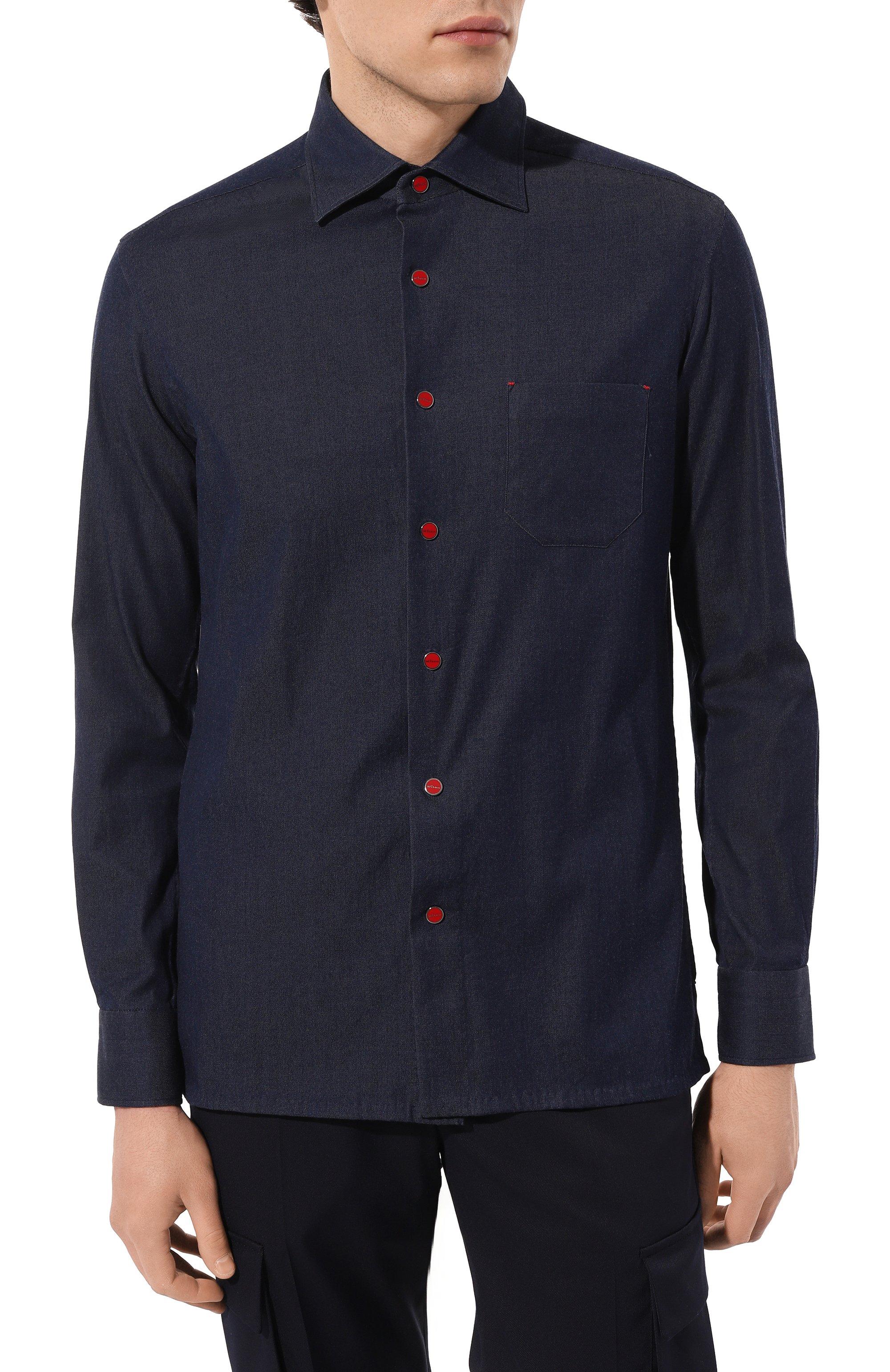 Хлопковая рубашка KITON, арт. UMCNERPH0862701/46-50, фото 3