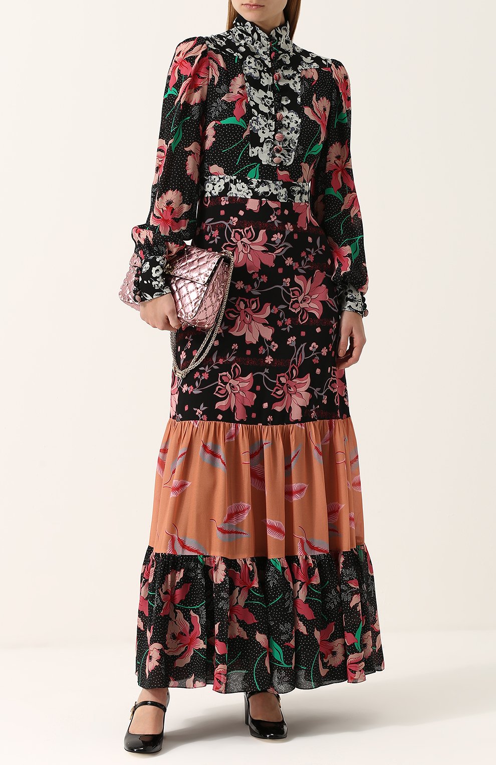 Приталенное платье-макси с воротником-стойкой и принтом GUCCI, арт. 475300/ZJP26, фото 2