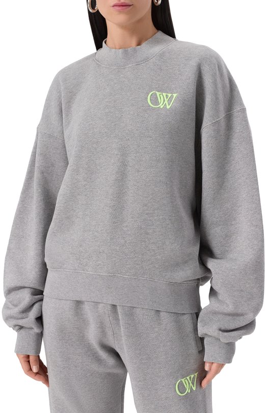 Хлопковый свитшот Off-White 0WBA075S25FLE004 Серый  0WBA075S25FLE004 Фото 3