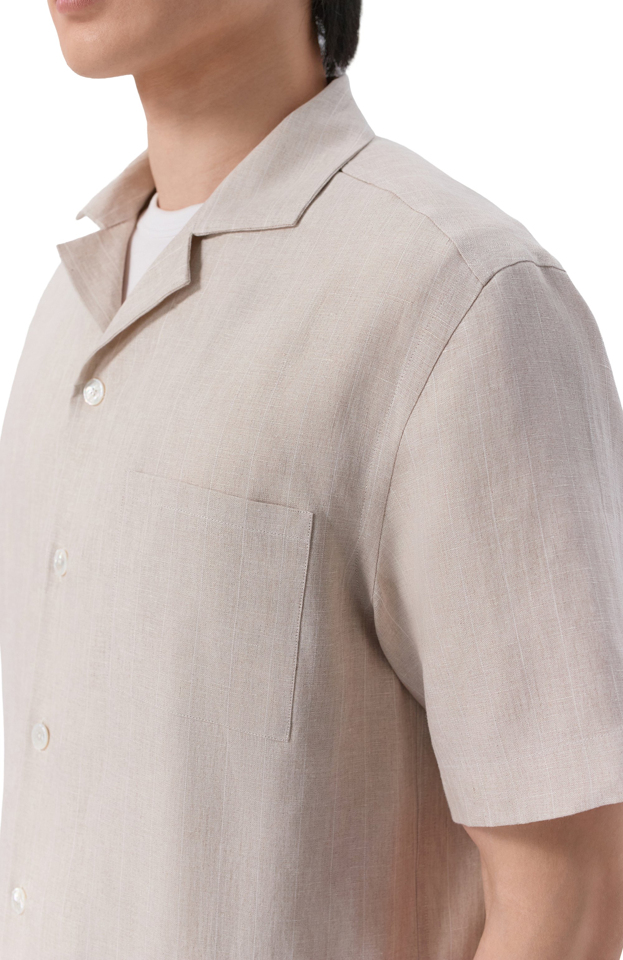 Льняная рубашка FEDELI бежевого цвета по цене 58800 руб., арт. TU000552/NATURAL LIN0, фото 5 Льняная рубашка FEDELI, арт. TU000552/NATURAL LIN0, фото 5