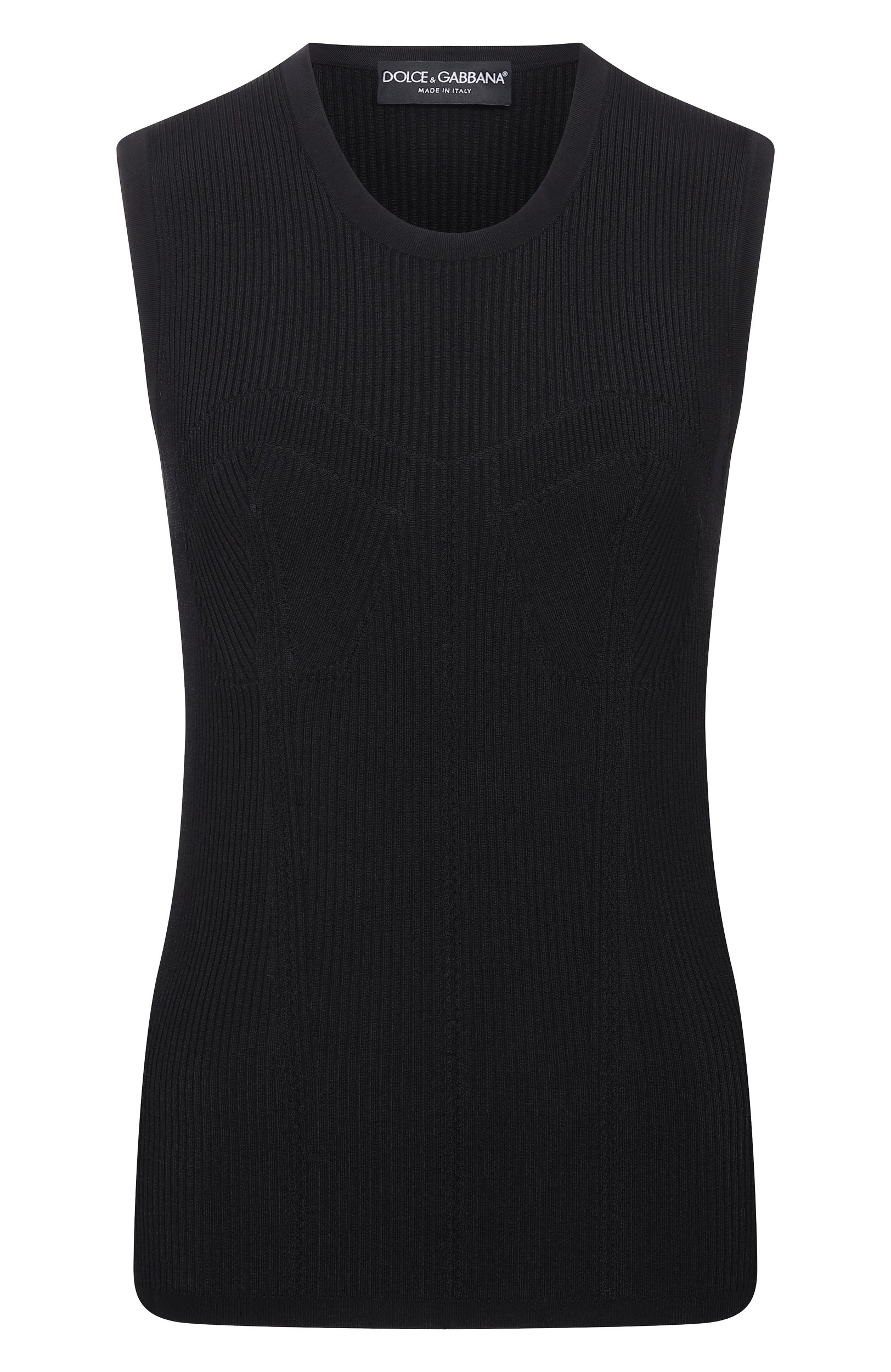 Топ из вискозы DOLCE & GABBANA черного цвета по цене 171500 руб., арт. FXTA3T/JAIR5, фото 1 Топ из вискозы DOLCE & GABBANA, арт. FXTA3T/JAIR5, фото 1