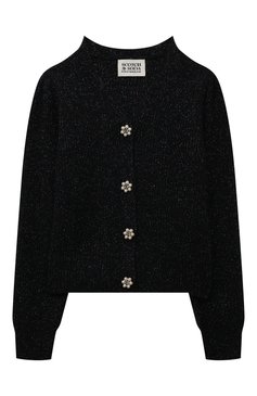 Детский кардиган SCOTCH AND SODA черного цвета, арт. 168233-22-FWGM-D60 | Фото 1 (Материал внешний: Шерсть, Синтетический материал; Рукава: Длинные)