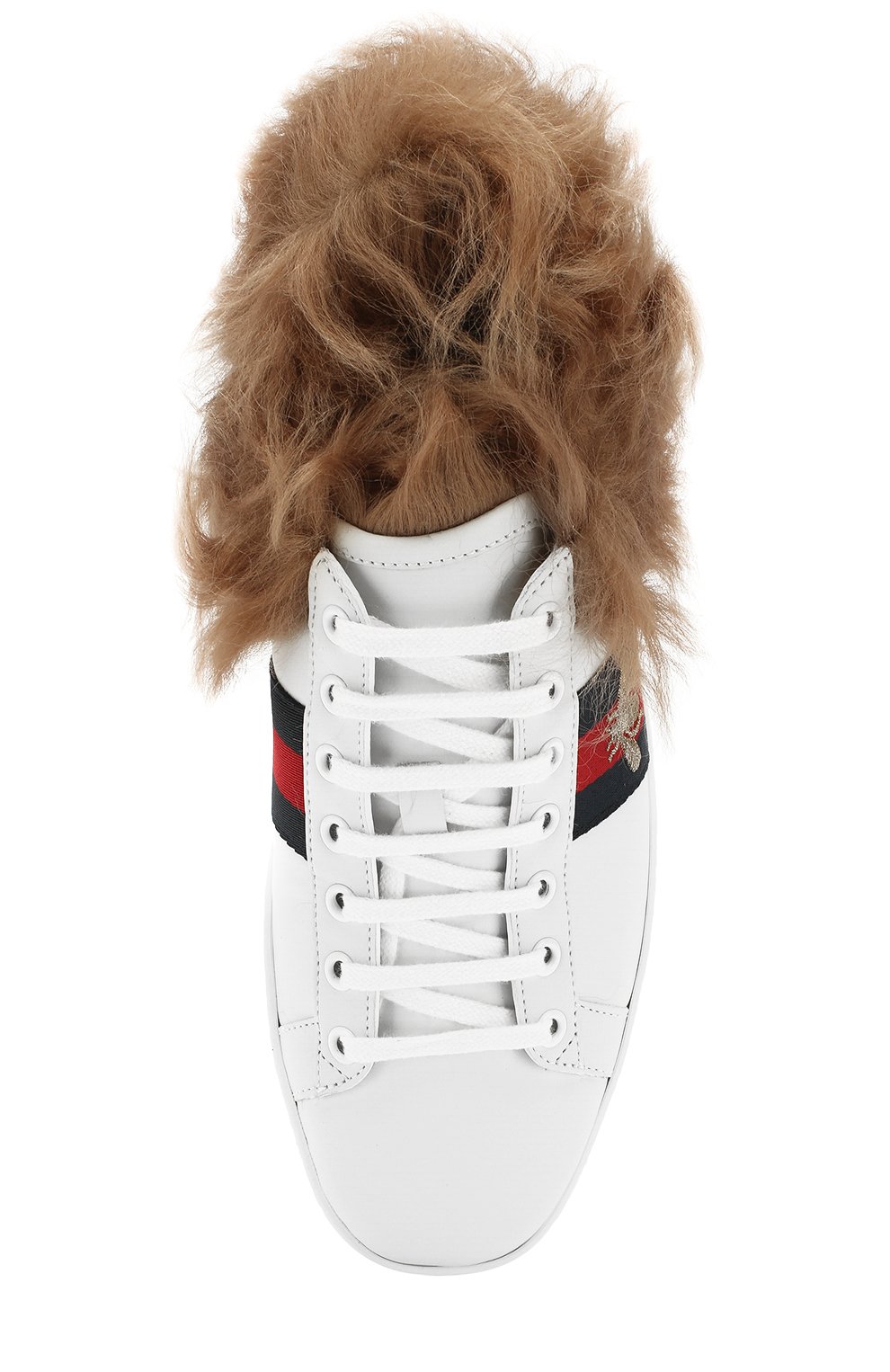 Кожаные кеды ace с отделкой из меха GUCCI, арт. 498199/0FI50, фото 5