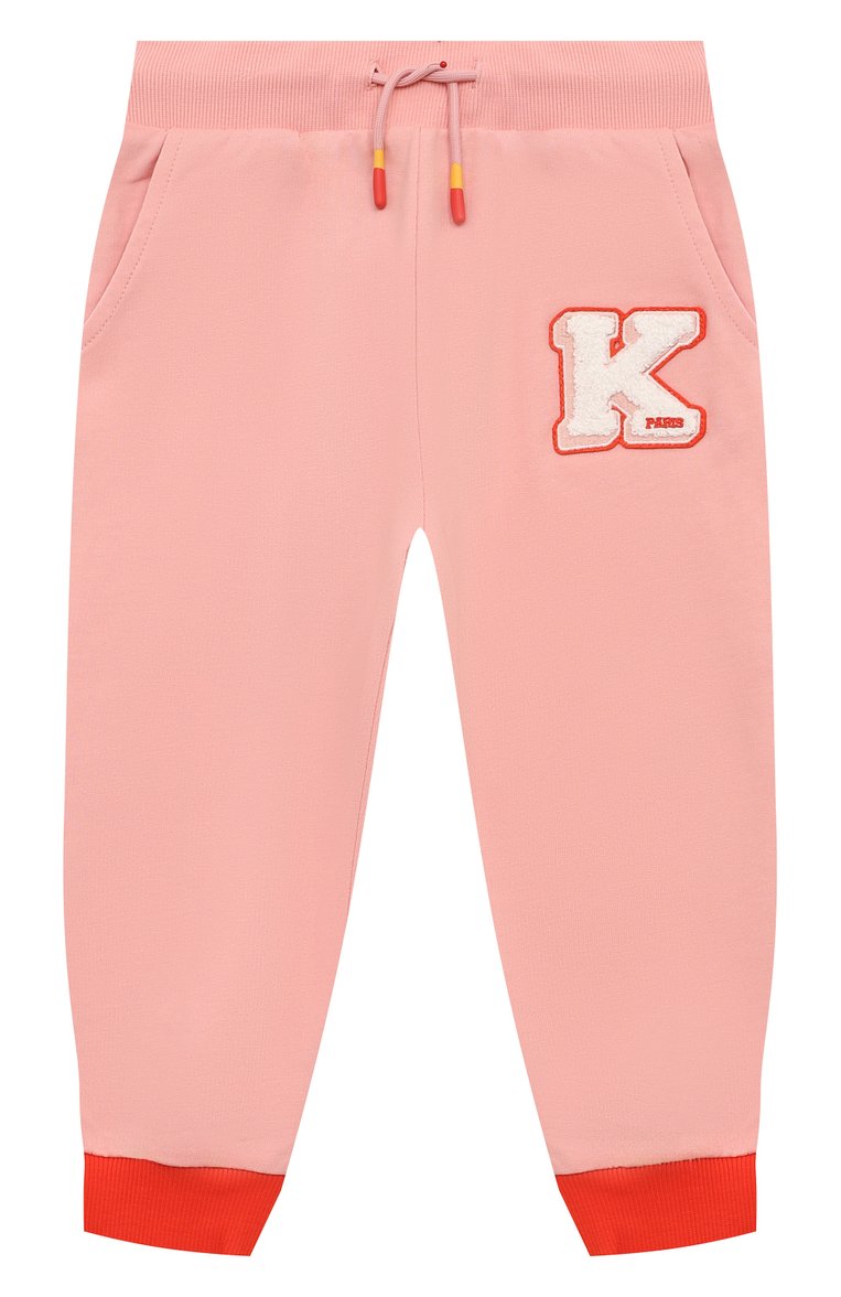 Детские хлопковые джоггеры KENZO светло-розового цвета, арт. K60206/3-5 | Фото 1 (Нос: Не проставлено; Материал сплава: Проставлено; Материал внешний: Хлопок; Материал подклада: Хлопок; Девочки Кросс-КТ: Джоггеры-одежда, Брюки-спорт; Ростовка одежда: 2 года | 92 см, 3 года | 98 см, 4 года | 104 см)