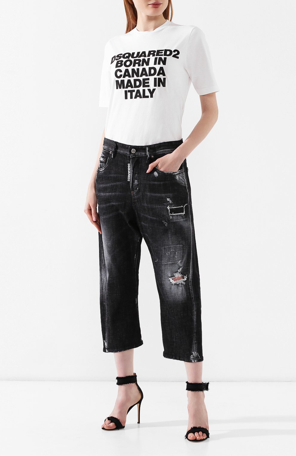 Джинсы с потертостями DSQUARED2 черного цвета по цене 41550 руб., арт. S75LB0216/S30357, фото 2 Джинсы с потертостями DSQUARED2, арт. S75LB0216/S30357, фото 2
