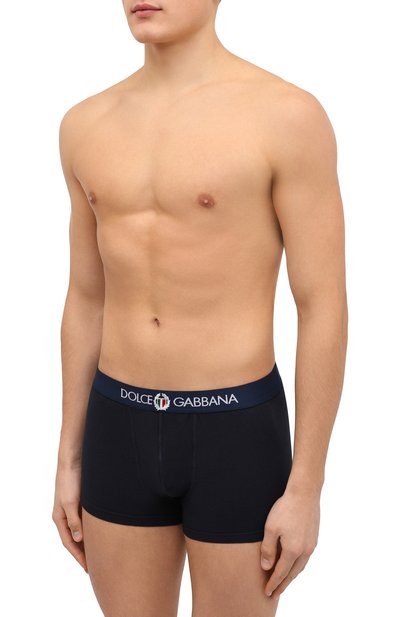 Хлопковые боксеры DOLCE & GABBANA темно-синего цвета по цене 11600 руб., арт. M4C03J/FUECG, фото 2 Хлопковые боксеры DOLCE & GABBANA, арт. M4C03J/FUECG, фото 2