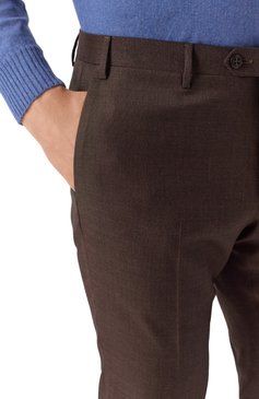 Мужские шерстяные брюки CORNELIANI коричневого цвета, арт. 255B01-2517087 | Фото 5 (Драгоценные камни: Проставлено; Длина (брюки, джинсы): Стандартные; Материал сплава: Проставлено; Материал внешний: Шерсть; Случай: Повседневный, Формальный; Стили: Кэжуэл)