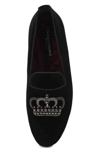 Текстильные слиперы young pope с отделкой DOLCE & GABBANA черного цвета по цене 99500 руб., арт. A50194/AU506, фото 5 Текстильные слиперы young pope с отделкой DOLCE & GABBANA, арт. A50194/AU506, фото 5