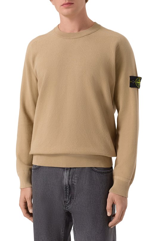 Хлопковый джемпер Stone Island K1S155100036-S00B5 Бежевый  K1S155100036-S00B5 Фото 3