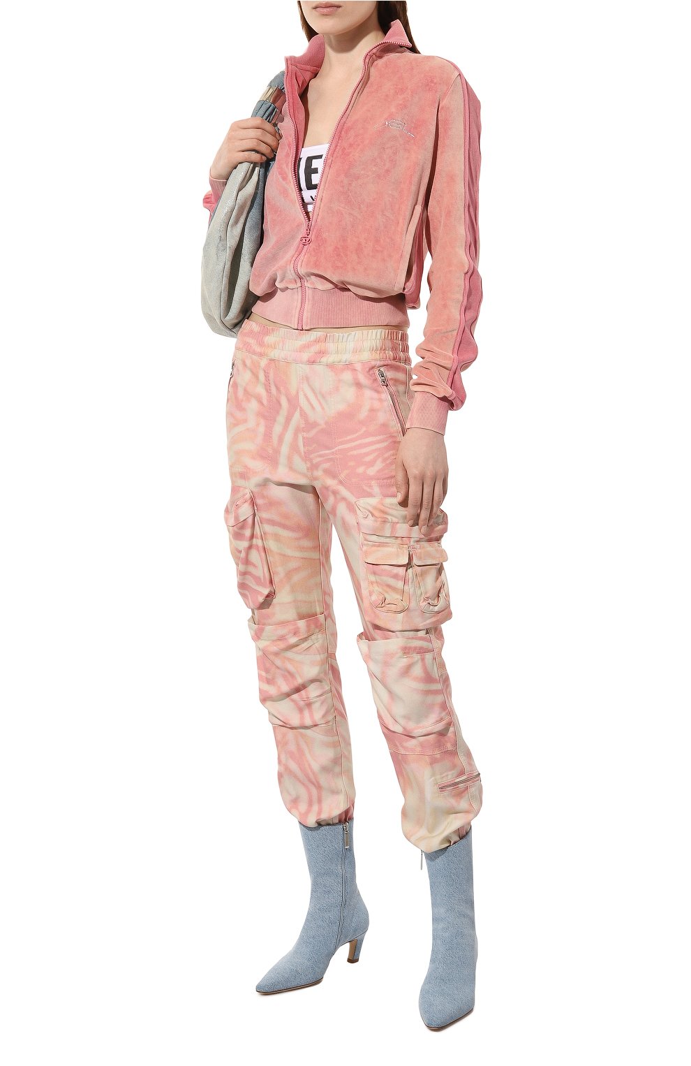 Бархатная толстовка DIESEL розового цвета по цене 39050 руб., арт. A12989/0AKAJ, фото 2 Бархатная толстовка DIESEL, арт. A12989/0AKAJ, фото 2