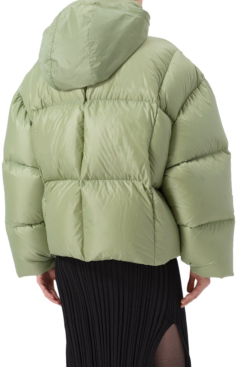 Женский пуховик JIL SANDER зеленого цвета, арт. J40AF0161-J70007 | Фото 8 (Длина (верхняя одежда): Короткие; Материал утеплителя: Пух и перо; Рукава: Длинные; Материал подклада: Синтетический материал; Материал внешний: Синтетический материал; Стили: Кэжуэл; Кросс-КТ: Пуховик; Автоматизация ТО: Проставлено; Автоматизация состава: Проставлено)