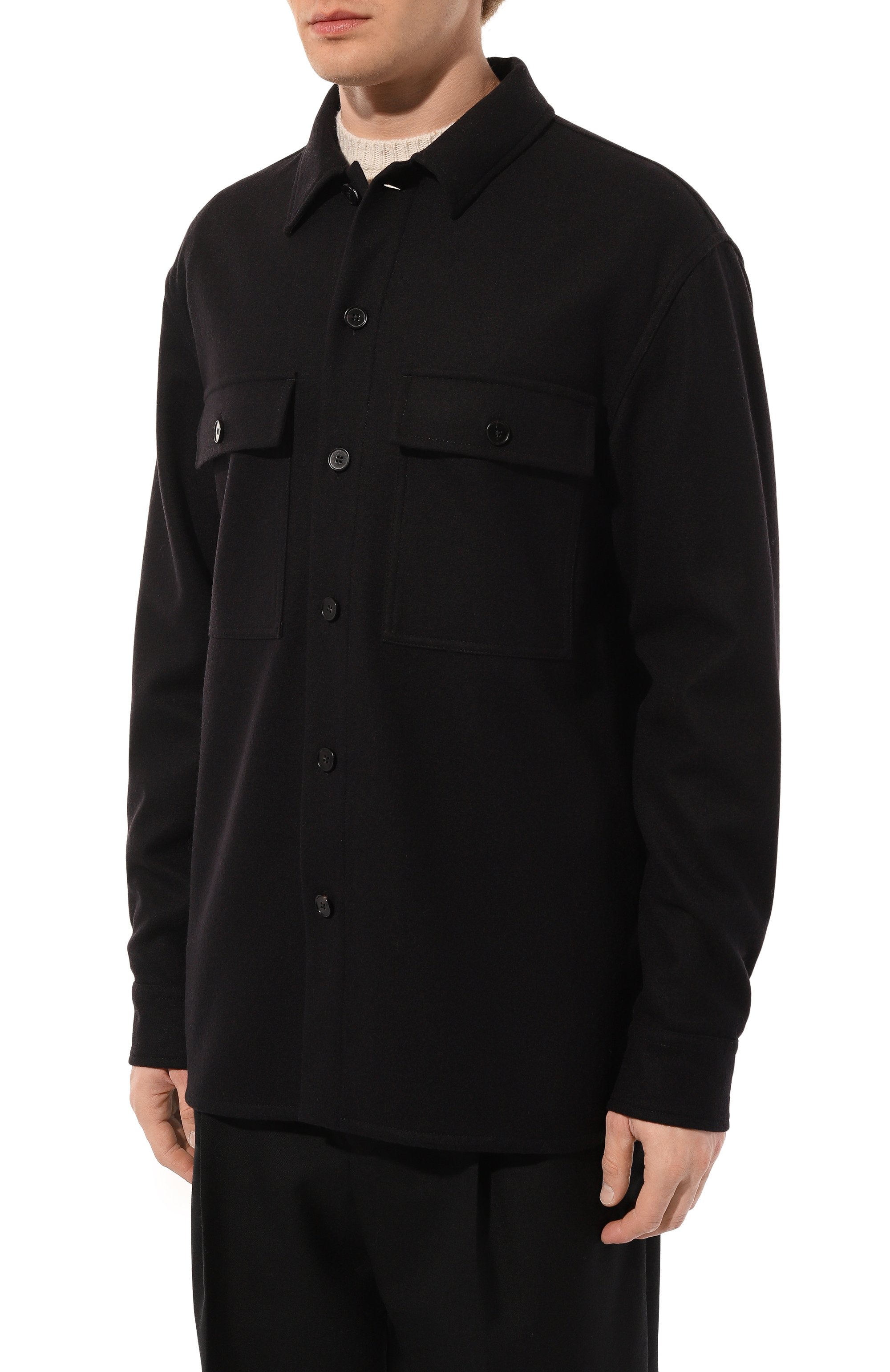 Шерстяная куртка-рубашка JIL SANDER черного цвета по цене 156000 руб., арт. J47DL0131/J40182, фото 3 Шерстяная куртка-рубашка JIL SANDER, арт. J47DL0131/J40182, фото 3
