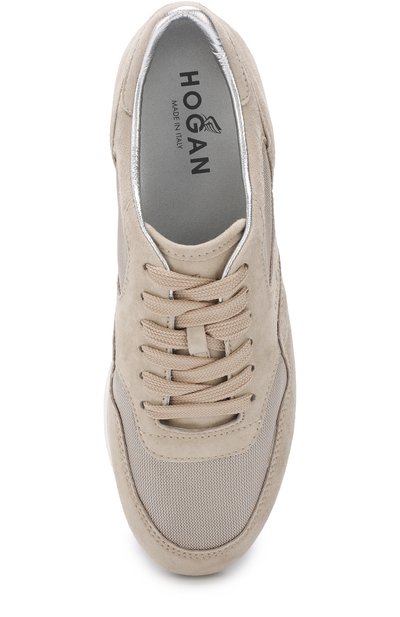 Комбинированные кроссовки на шнуровке HOGAN бежевого цвета по цене 44550 руб., арт. HXW2220N62DFI70KL4, фото 5 Комбинированные кроссовки на шнуровке HOGAN, арт. HXW2220N62DFI70KL4, фото 5