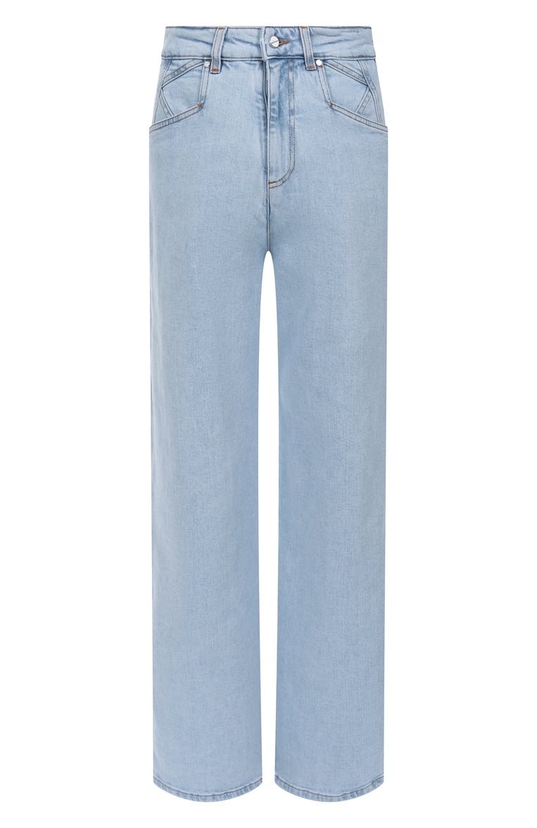 Женские джинсы KITON голубого цвета, арт. DJ53102K0930F01 | Фото 1 (Длина (брюки, джинсы): Стандартные; Материал внешний: Хлопок, Деним; Силуэт Ж (брюки и джинсы): Расклешенные; Кросс-КТ: Деним; Детали: Делаве; Стили: Кэжуэл)