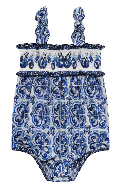 Хлопковое боди DOLCE & GABBANA синего цвета по цене 23850 руб., арт. L21084/G7EX8, фото 1 Хлопковое боди DOLCE & GABBANA, арт. L21084/G7EX8, фото 1