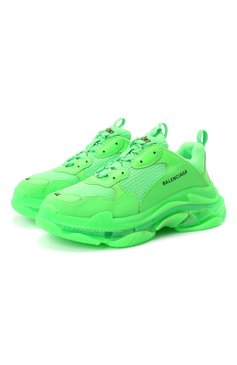 Мужские комбинированные кроссовки triple s clear sole BALENCIAGA зеленого цвета, арт. 541624/W2CF1 | Фото 1 (Материал внешний: Текстиль; Региональные ограничения белый список (Axapta Mercury): Не проставлено; Стили: Гранж; Материал сплава: Проставлено; Материал утеплителя: Без утеплителя; Материал внутренний: Текстиль; Подошва: Массивная; Драгоценные камни: Проставлено; ширина носка стельки: 9,3; толщина подошвы: 6)