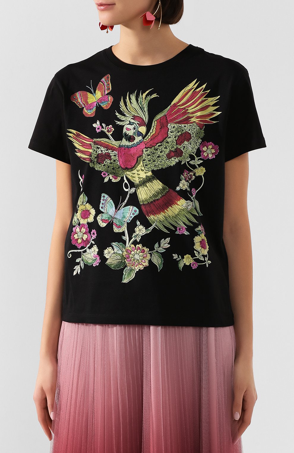 Хлопковая футболка REDVALENTINO черного цвета по цене 14450 руб., арт. TR0MG06B/544, фото 3 Хлопковая футболка REDVALENTINO, арт. TR0MG06B/544, фото 3