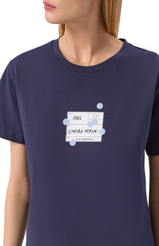 Хлопковая футболка Emporio Armani EW003593/AF12597 Синий  EW003593/AF12597 Фото 5