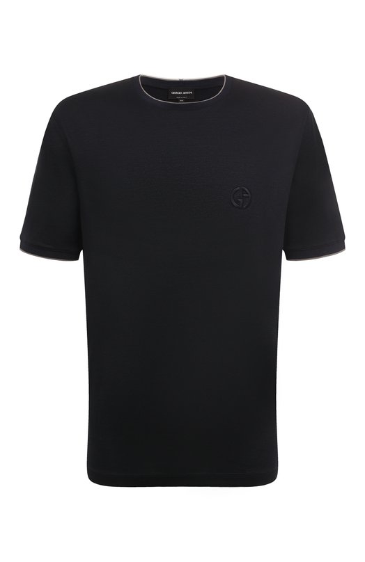 Футболка из шелка и льна Giorgio Armani 3DSM75/SJGKZ Синий 3DSM75/SJGKZ