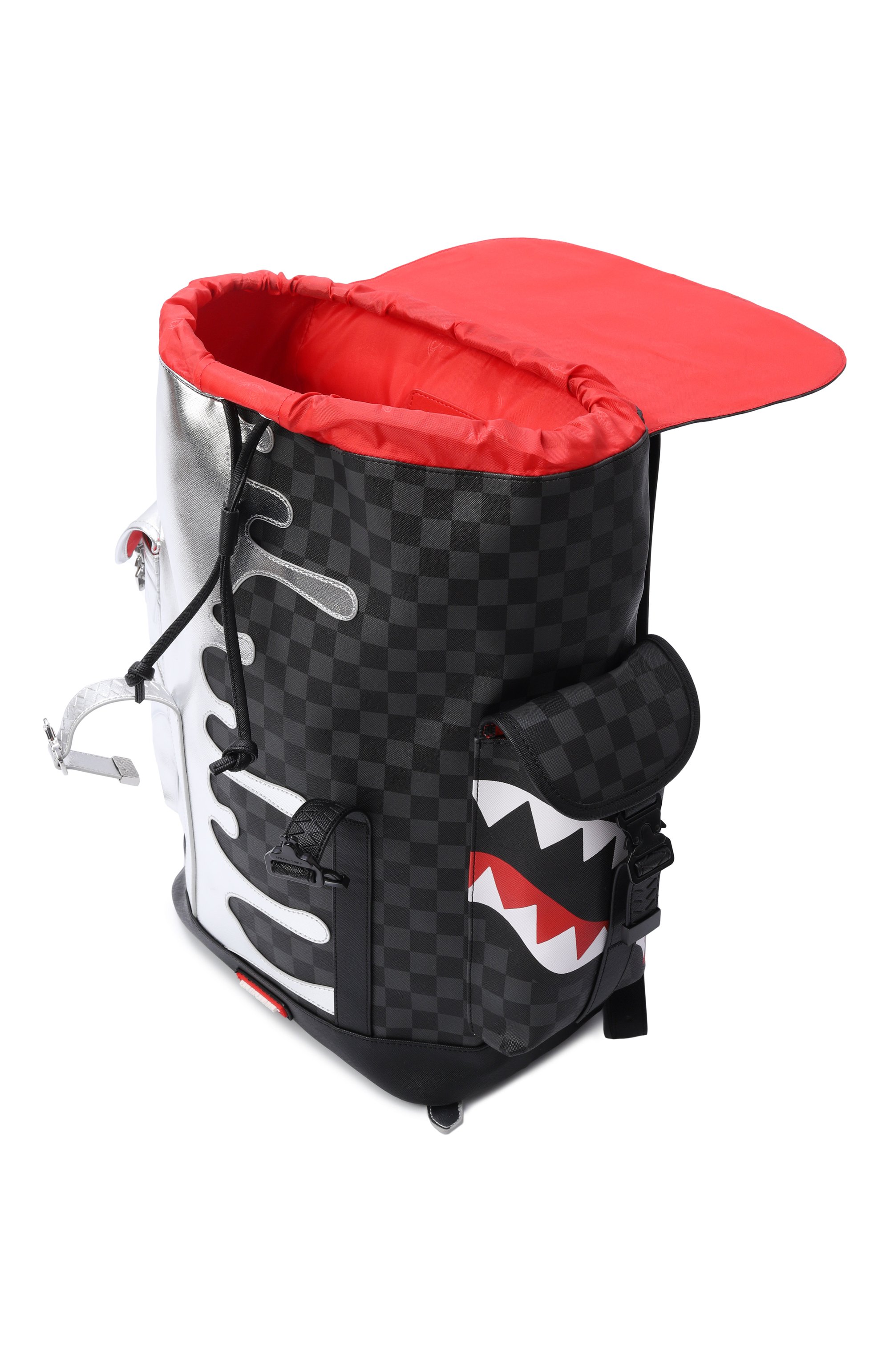 Рюкзак silver side drip black check SPRAYGROUND серебряного цвета по цене 27800 руб., арт. 910B8923NSZ/SILVER SIDE DRIP BLACK CHECK M0NTE CAR, фото 3 Рюкзак silver side drip black check SPRAYGROUND, арт. 910B8923NSZ/SILVER SIDE DRIP BLACK CHECK M0NTE CAR, фото 3