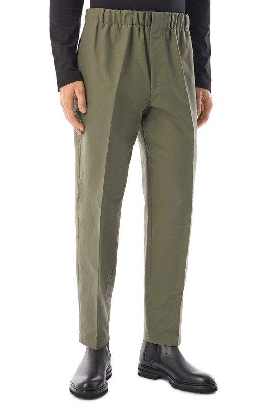 Хлопковые брюки Jil Sander J23KA0005/J45225 Хаки  J23KA0005/J45225 Фото 3