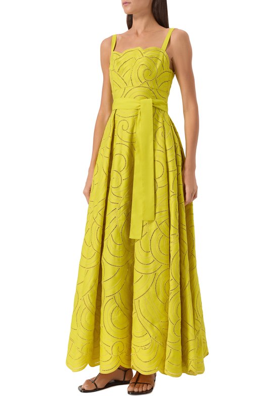 Хлопковое платье Elie Saab D0747NP25/C0E10 Жёлтый  D0747NP25/C0E10 Фото 3