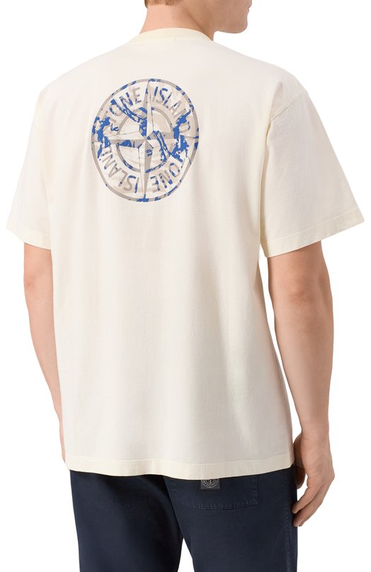 Хлопковая футболка Stone Island K1S1521002RC/S0153 Кремовый  K1S1521002RC/S0153 Фото 4