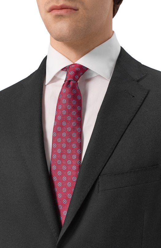 Шелковый галстук Canali 18/HJ04566 Красный  18/HJ04566 Фото 2