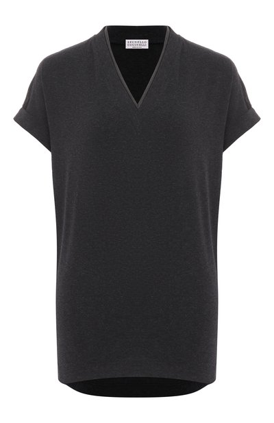 Женская хлопковая футболка BRUNELLO CUCINELLI, арт. MPT18BD222