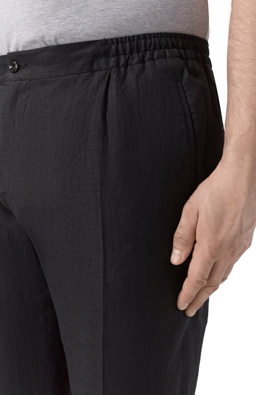 Льняные брюки Kiton UPN01H0969003 Чёрный  UPN01H0969003 Фото 5