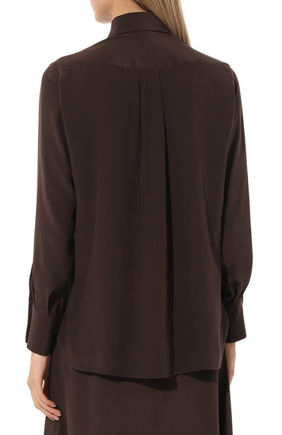 Шелковая рубашка KITON темно-коричневого цвета по цене 122500 руб., арт. D55442K0597A, фото 4 Шелковая рубашка KITON, арт. D55442K0597A, фото 4