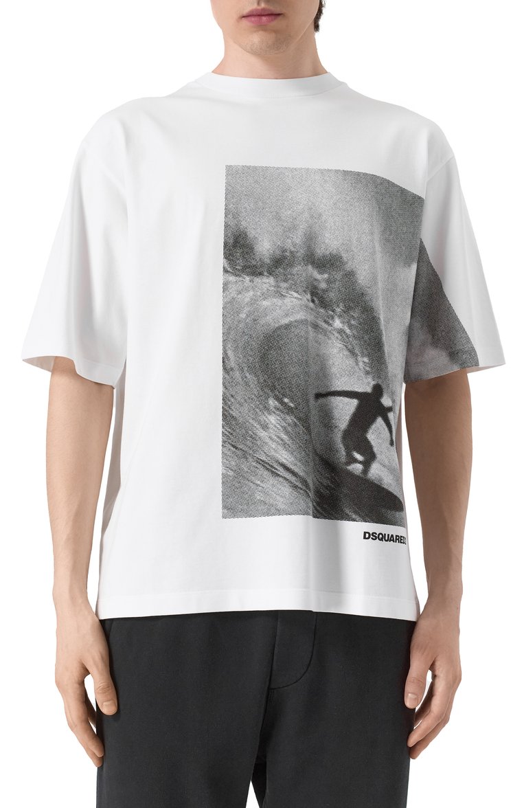 Мужская хлопковая футболка DSQUARED2 белого цвета, арт. S74GD1409/D20033 | Фото 3 (Материал сплава: Проставлено; Рукава: 3/4; Длина (для топов): Стандартные; Драгоценные камни: Проставлено; Принт: С принтом; Стили: Кэжуэл; Материал внешний: Хлопок; Кросс-КТ: Джерси; Мужское Кросс-КТ: Футболка-одежда)