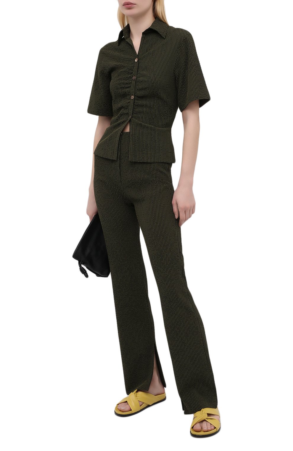 Блузка NANUSHKA хаки цвета по цене 29800 руб., арт. SAFF_KHAKI CHECK_SEERSUCKER, фото 2 Блузка NANUSHKA, арт. SAFF_KHAKI CHECK_SEERSUCKER, фото 2