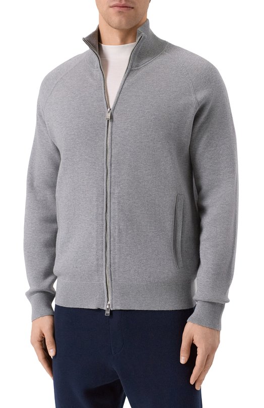 Кардиган из хлопка и шерсти BOSS 50543150 Серый  50543150 Фото 3