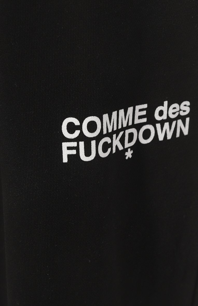 Женские хлопковые брюки COMME DES FUCKDOWN черного цвета, арт. CFABW00104 | Фото 5 (Силуэт Ж (брюки и джинсы): Широкие; Длина (брюки, джинсы): Стандартные; Женское Кросс-КТ: Брюки-одежда; Материал сплава: Проставлено; Материал внешний: Хлопок; Стили: Спорт-шик, Кэжуэл; Драгоценные камни: Проставлено)