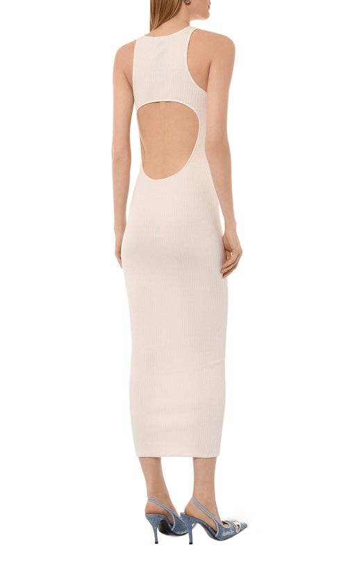 Платье из хлопка и шелка Amiri AWDRCA1012 Кремовый  AWDRCA1012 Фото 4