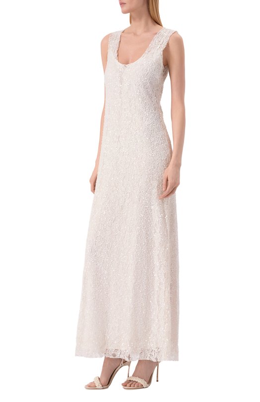 Платье с отделкой пайетками P.A.R.O.S.H. D722562/N00DLES Кремовый  D722562/N00DLES Фото 2